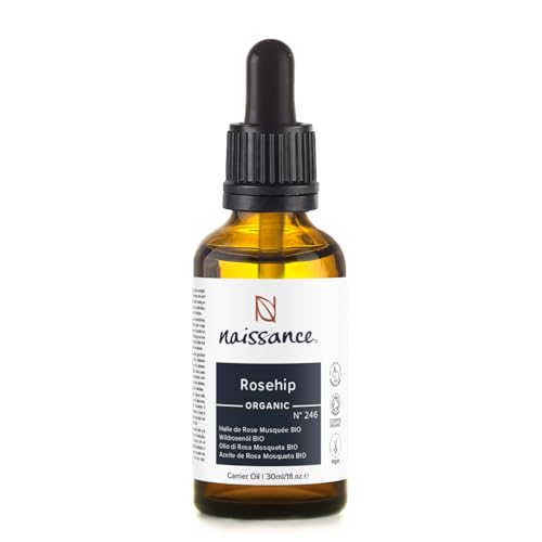 Naissance Organic Rosehip Seed Oil (Rosa Canina) (no. 246) - 30ml - Natural, Certified Organic, Vegan - for Face Skin, Hair, Body