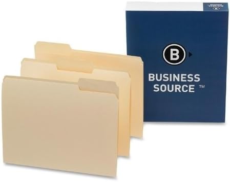 Business Source Top Tab File Folder - Letter - 8.5amp;quot; x 11amp;quot; - 1/3 Cut Tab on Assorted Position - 0.75amp;quot; Expansion - 100 / Box - 11pt. - Manila