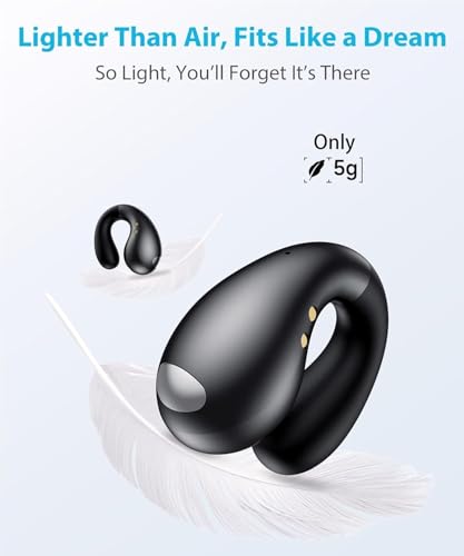 Image of Boytond Ultra Open Ear Earbuds - Ergonomic Clip-On Earbuds, Small Bone Conduction Over-The-Ear Headphones with Waterproof Design, Perfect Running Headphones for Sports and Fitness, Onyx Black