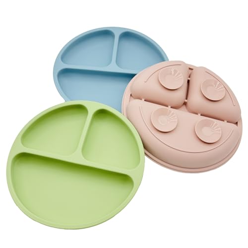 Bojiwavawd Silicone Suction Plates for Toddlers, 3 Pack