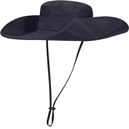 Image of Super Wide Brim Sun Fishing Hat Safari UPF50+ Bucket Boonie Cap for Gardening Hiking Camping