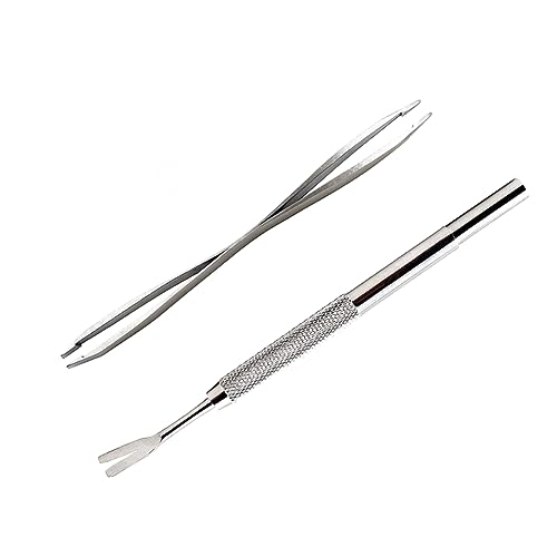 Toyvian 2piezas Herramienta De Horquilla para Desparasitar De Acero Inoxidable Juego De Herramientas Removedoras para Gatos y Perros Removedor De Garrapatas para Exteriores
