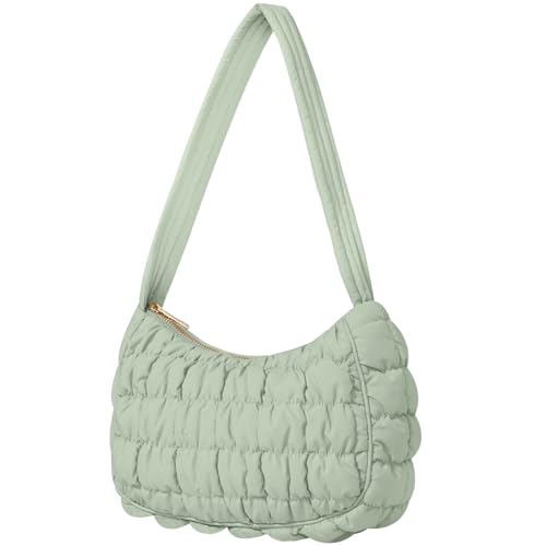 Image of Puffer Tote Bag, Small Tote Purse Lightweight for Everyday Hobo Handbag | quilted nylon, crescent puffy, soft & stylish, easy match, work /travel, roomy