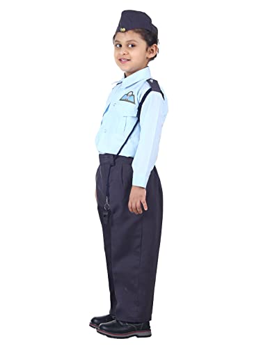 Image of BookMyCostume Indian Air Force Defence Pilot Uniform Kids Fancy Dress Costume - Blue 13-14 years