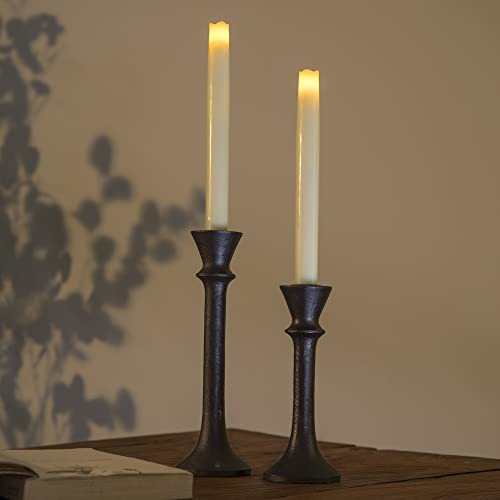 Giveu 7‘’& 9‘’ Candlestick Stand Candlelight Dinner Holder, Home Decoration, 2 Pack, Brown #TOP1