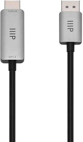 Miniatura 2 de Monoprice Cable DisplayPort 1.4 a HDMI 8K - 8K a 60Hz, ancho de banda de hasta 32.4 Gbps, 32 AWG, 6 pies, color negro