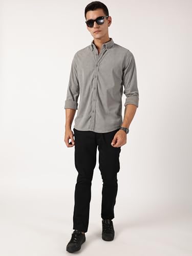 Image of Thomas Scott Men's | Solid | Full Sleeve | Slim Fit | Polyester-Blend | Button Down | Casual Shirt