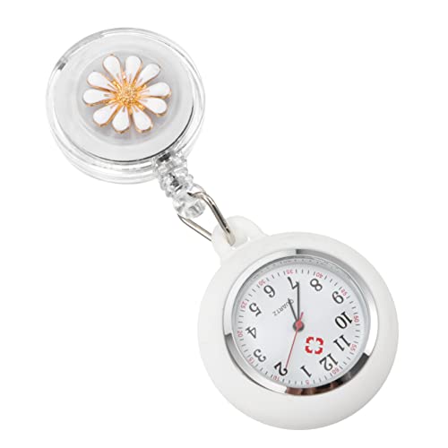 CONGARTENO 懐中時計 女性 看護クリップ腕時計 ナースウォッチブローチ デジタルで見る ナースハンギングウォッチ 看護師は見ています ハンギングナースウォッチ ナースフォブウォッチ 合金 白い