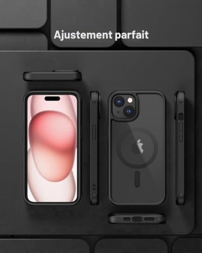 Coque magnétique pour iPhone 15 antichoc housse anti-rayures noire - 5