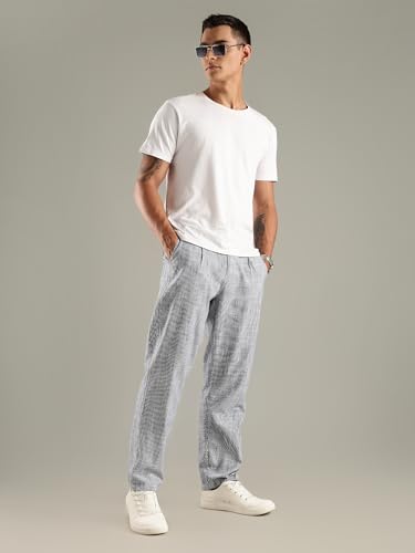 Image of Thomas Scott Men's | Stripes Printed | Premium Linen Blend | Slim Fit | Casual | Chinos | Trouser for Mens