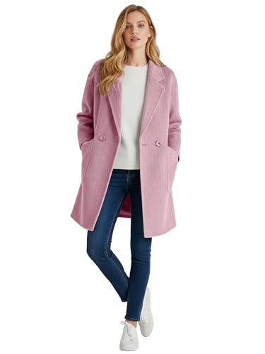 Image of Pantete Womens Winter Warm Pea Coat Herringbone Notch Lapel Mid-Long Single Breasted Quilted Lined Trench Jacket