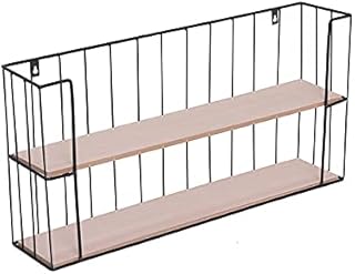 Homeke Wall Mounted Shelf Metal Wire 2 Tiers Wall Storage Unit Industrial Style Floating Decorative Shelving