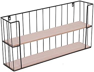 Homeke Wall Mounted Shelf Metal Wire 2 Tiers Wall Storage Unit Industrial Style Floating Decorative Shelving
