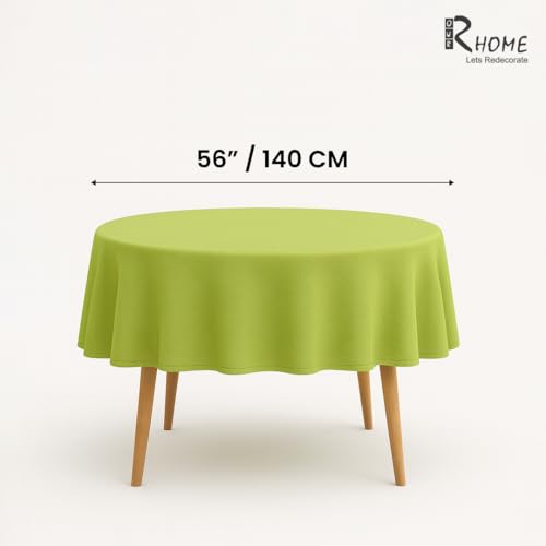 Image of R home Parrot Green Round Table Cover 56 Inch Diameter | 100% Cotton 200 GSM Thick Table Cover | Bright & Cheerful Round Table Cloth for Dining, Centre & Coffee Tables