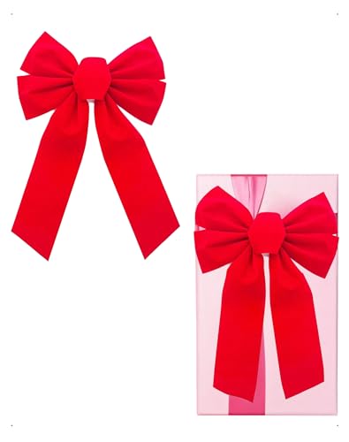 SanKristo 24 x 33 cm Grandes Rojos Lazos Terciopelo navideños, Arcos Puertas, árboles, Coronas, Embalaje Fiestas, árbol Navidad Chimenea Puerta Entrada Decoraciones Regalos Manualidades cumpleaños