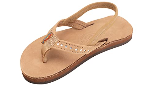 Rainbow Sandals Kid's Single Layer Premier Leather w/Narrow Crystal Strap