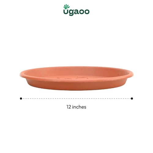 Image of UGAOO UV Treated Gardening Pots with Saucer(Bottom Tray) for Plants - 12 Inch (Terracotta) Plastic Plant Pots | Indoor & Outdoor Planters for Home, Balcony & Garden | Set of 5
