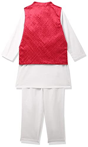 Image of Amazon Brand - Jam & Honey Cotton Boy Festive Nehru Jacket, Kurta And Pyjama Set Which Is Both Comfortable And Stylish