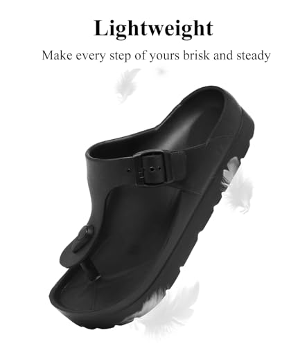 Image of Haifago Women's Platform Sandals with Arch Support, Summer Beach Slides Adjustable Buckle Comfortable Lightweight EVA Slip on Slide