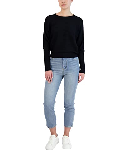 Bcbgeneration Women's Relaxed Long Dolman Sleeve Crew Neck Pullover Sweaters, Black, Small #TOP3