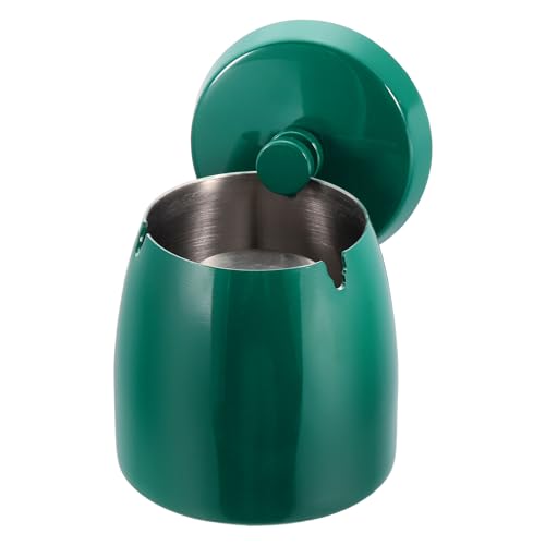 QUARKZMAN Cenicero con Tapa para Cigarrillo Inoxidable Acero Viento-Prueba Ceniza Bandeja para Casa Oficina Mesa Patio Exterior Grande Tamaño Verde