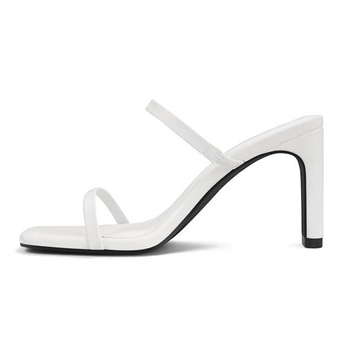 Image of Carcuume Women's Square Toe Two Strap Open Toe Block Heels Sandals Slip On Shoes