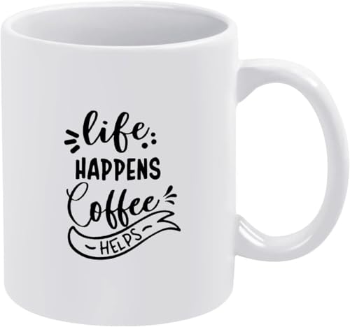 La Vida Sigue Su Curso, El Café Ayuda. Taza Con Asa Taza De Café Único Tazas De Desayuno Para Bebidas Frías Y Calientes Leche Espresso 330Ml