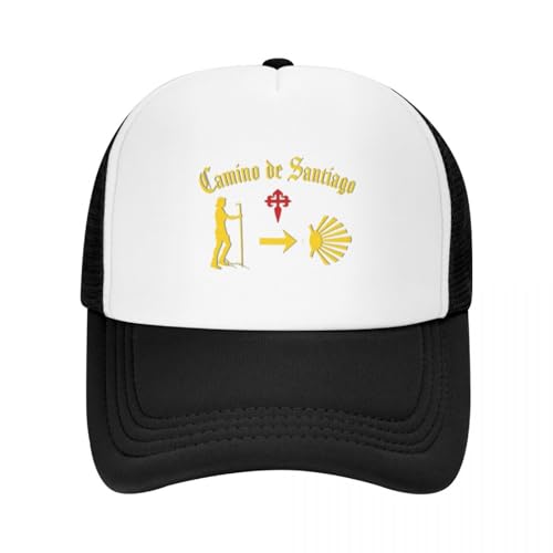 WEIXNCXCJ Sombreros para El Calor del Invierno Camino De Santiago Flecha Concha Cruz De San Camping Malla Gorras De Béisbol para Mujer Impresión Playa Papá Sombreros Gorra Snapback Moda