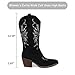 gioanroca Cowboy Boots for Women Mid Calf Low Heel Pointed Toe Womens Cowgirl Boots, Fashion Embroidery Western Women Side Zip Boot