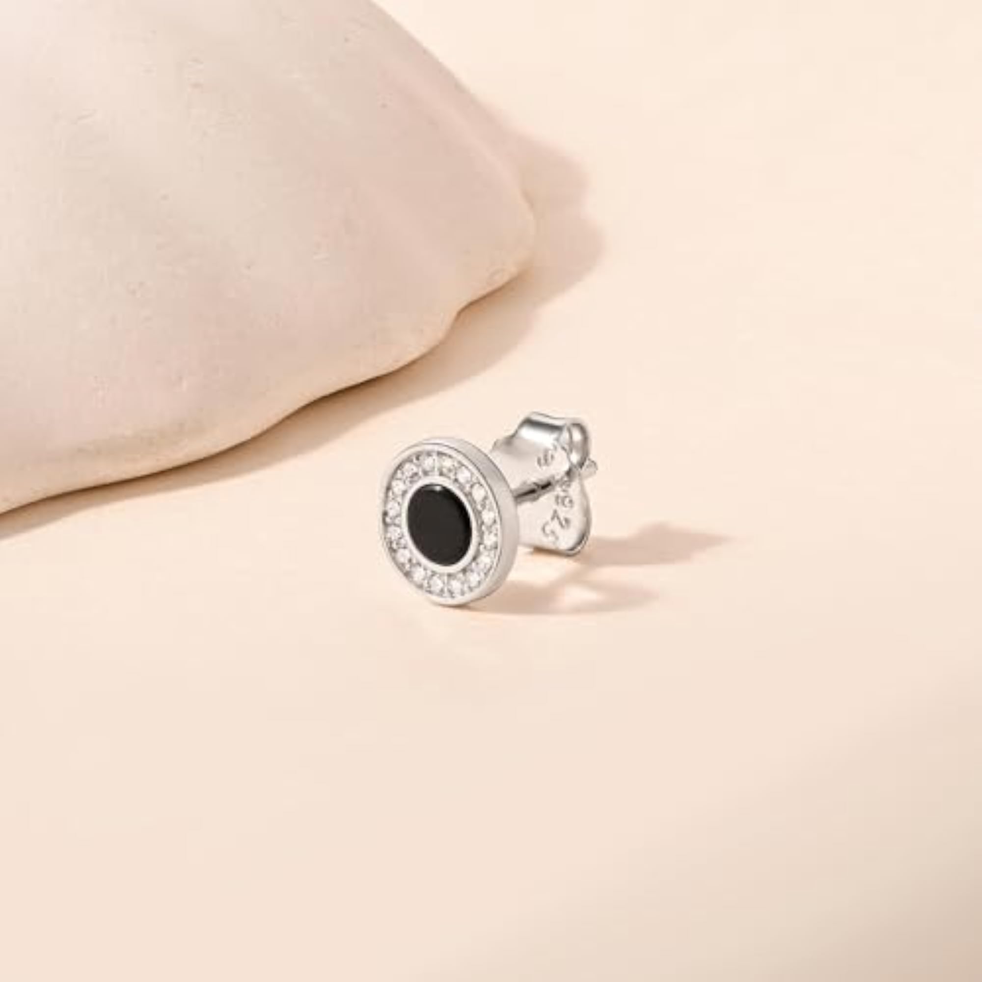 Men's Pure 925 Silver Minimal Pave Stud Earrings
