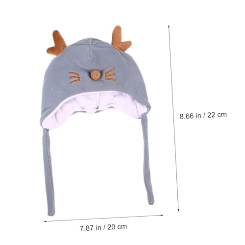 Cotton Infant Ear Flap Hat for Boys and Girls Thick Winter Toddler Hat Adorable Antler Design for Cold Weather Blue3