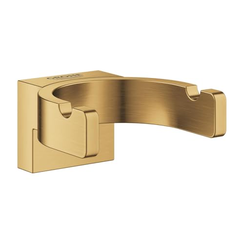 Grohe Doppelhaken für Bademäntel mit kratzfester Starlight-Oberfläche, 60 x 8 x 3 cm, goldfarben, glänzend gebürstet (Referenz: 41049GN0)