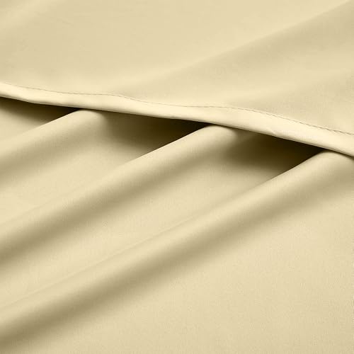 Image of THE LINEN COMPANY Extra Long Back Loop Curtains | Blackout Hall Door Curtains | Thermal Insulated Room Darkening Curtains Set of 2 Panels - Light Beige, 10 Feet