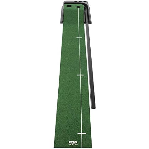 Izzo Golf Dual Hole Putting Mat Ramp - Golf Putting Mat with Golf Ball Return, Natural Putting Surface - Green Golf Practice Putting Mat Cover