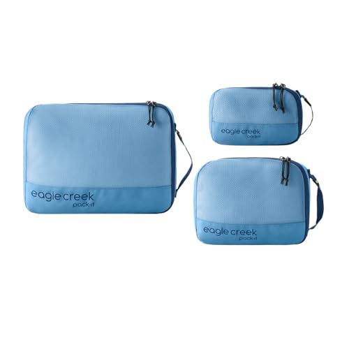 Eagle Creek Pack-It Reveal Cube Set - Packing Cubes for Compartmentalizing Luggage - Durable - Ultra-Lightweight - Water-Resistant - Easy Grab Zipper Pull - Mesh Windows, Blue, One Size, Pack-It