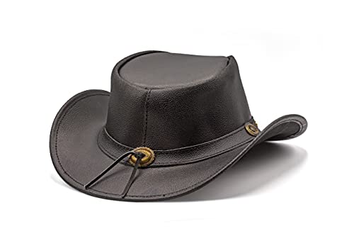 Image of HADZAM Leather Cowboy hat Shapeable into Outback hat, Australian Hats for Men & Women