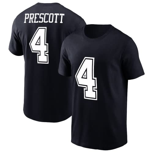 Gridiron Grip Dak Prescott Football Shirt 100% Cotton Jersey #4 (Large Black)