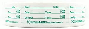 Food Labels Dissolvable by Food Safe - Leaves No Adhesive Residue Dissolves in Water in 30 Seconds Perfect for Reusable Containers - 500 Labels Per Roll