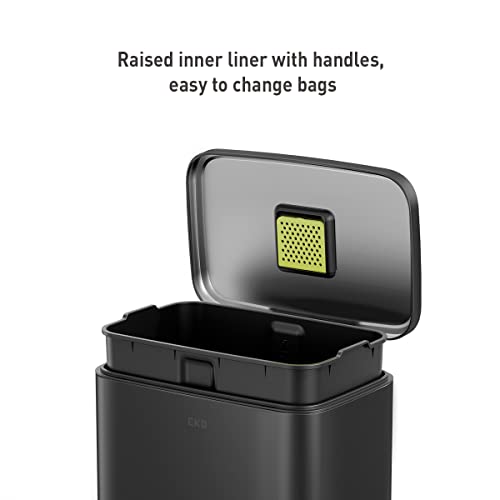 EKO Madison Matte Black Stainless Steel 13.2 Gal/50L Kitchen Step Trash Can or Recycling Bin, Removable Inner Liner, Soft Close Lid, Fingerprint Resistant Finish by EKO - Image 2