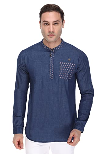 Image of Kuons Avenue Men's Short Denim Kurta | Kurta Shirt for Men