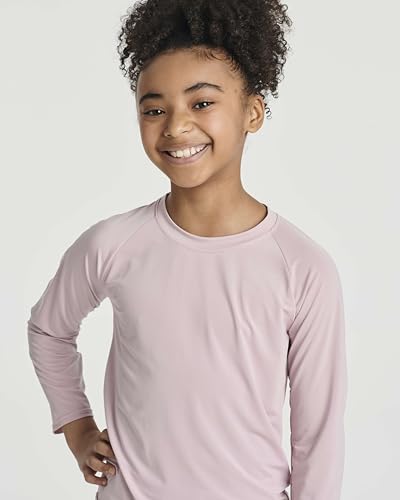 Image of Real Essentials 4 Pack: Girls' Rash Guard Swim Shirts - Long Sleeve UPF Sun Protection Tops (Ages 4-16)