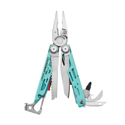 LEATHERMAN, Signal, 19-in-1 Multi-tool for Outdoors, Camping, Hiking, Fishing, Survival, Durable & Lightweight EDC, Made in the USA, Aqua/Silver