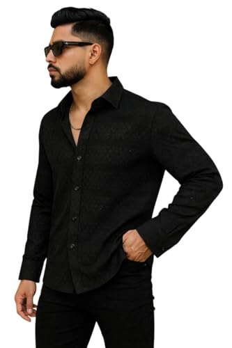 Image of Men's Solid Linen Cotton Shirt, Casual, Plain, Full Sleeve, Summer-Regular Fit, Stylish, Everyday Formal Wear