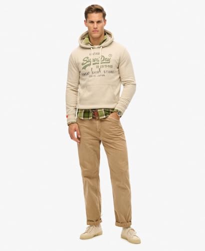 Superdry Herren Lässiges Vintage Logo Heritage Hoodie Pelikanbeige Meliert XL – Ansicht 2