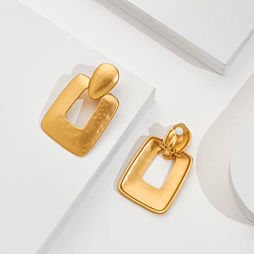 CLASSYZINT Gold Silver Clip On Earring For Women Handmade Brass Metal Retro Statement Dangle Earrings Gift Jewelry4