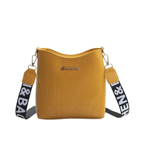 Bolsas transversais femininas de couro médio bolsas handabgs de couro vegano Hobo Bolsa com alça de guitarra, Amarelo, Medium