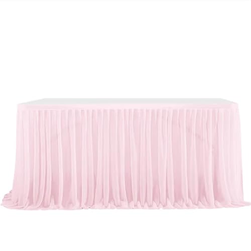 Dekoracja spódnicy stołu, Spódnica z tiulu na stół imprezowy, urodziny, wesela, wydarzenia, wielokolorowa, wiele rozmiarów(Light Pink,9FT (275x77cm))