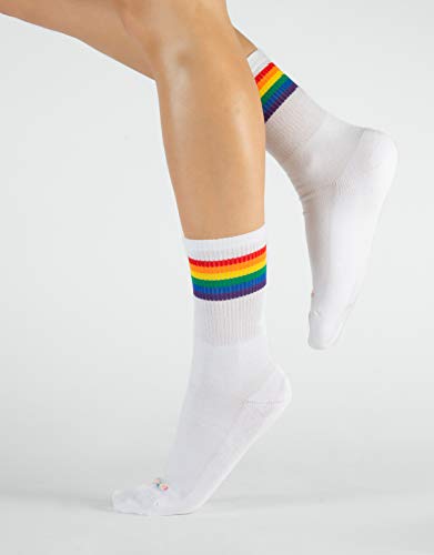 CALZITALY 2 Pairs Unisex Cotton Socks Rainbow Pattern, Grey, White, Black, 4.5-7, 7.5-10, 10-13.5, Made in Italy3