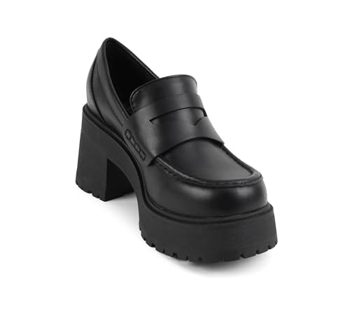 Image of Soda inchAMP inch ~ Women Round Toe Slip-On Lug Sole High Heel Penny Loafer Shoe