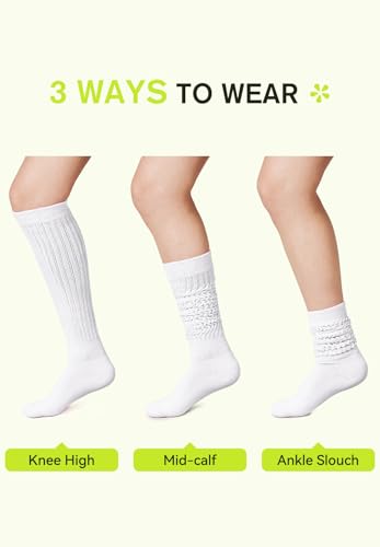 Image of Zando Slouch Socks for Women - 80s 90s Knee High Scrunch Socks Soft Long Stacked Boot Sock Warm Winter Sock Daily Wear